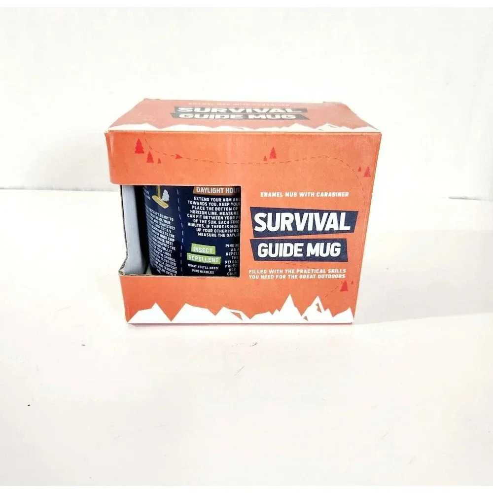 Survival Guide Enamel Mug Cup with Carabiner Dark Blue by Gift Republic